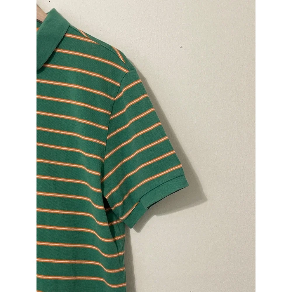 J. Crew Mens Green Stripe Short Sleeve Polo Casual Golf Tennis‎ Shirt Medium